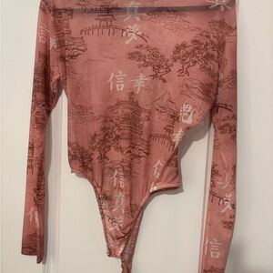 Pink Graphic Long Sleeve Bodysuit